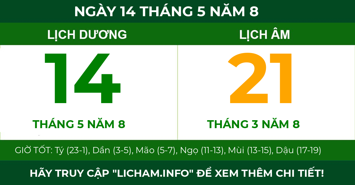lịch âm ngày 14 tháng 5 năm 8