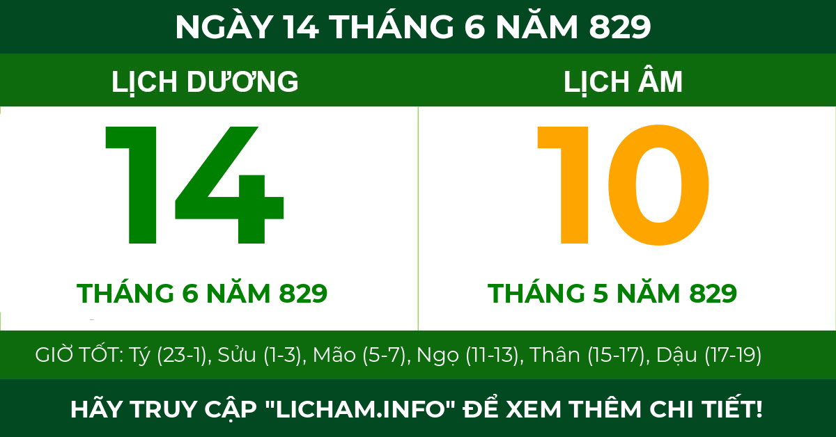 lịch âm ngày 14 tháng 6 năm 829