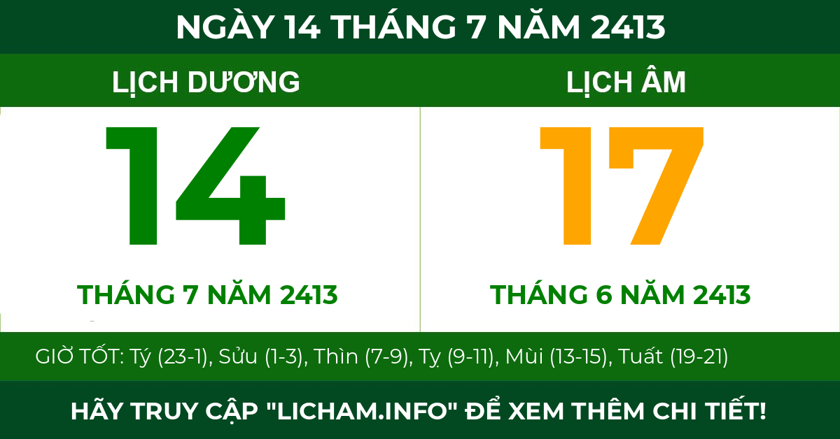 lịch âm ngày 14 tháng 7 năm 2413