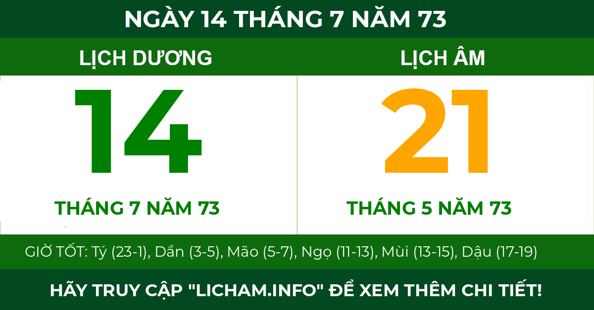 lịch âm ngày 14 tháng 7 năm 73