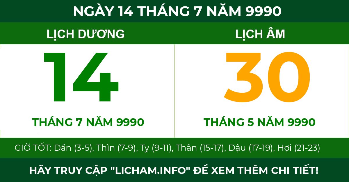 lịch âm ngày 14 tháng 7 năm 9990