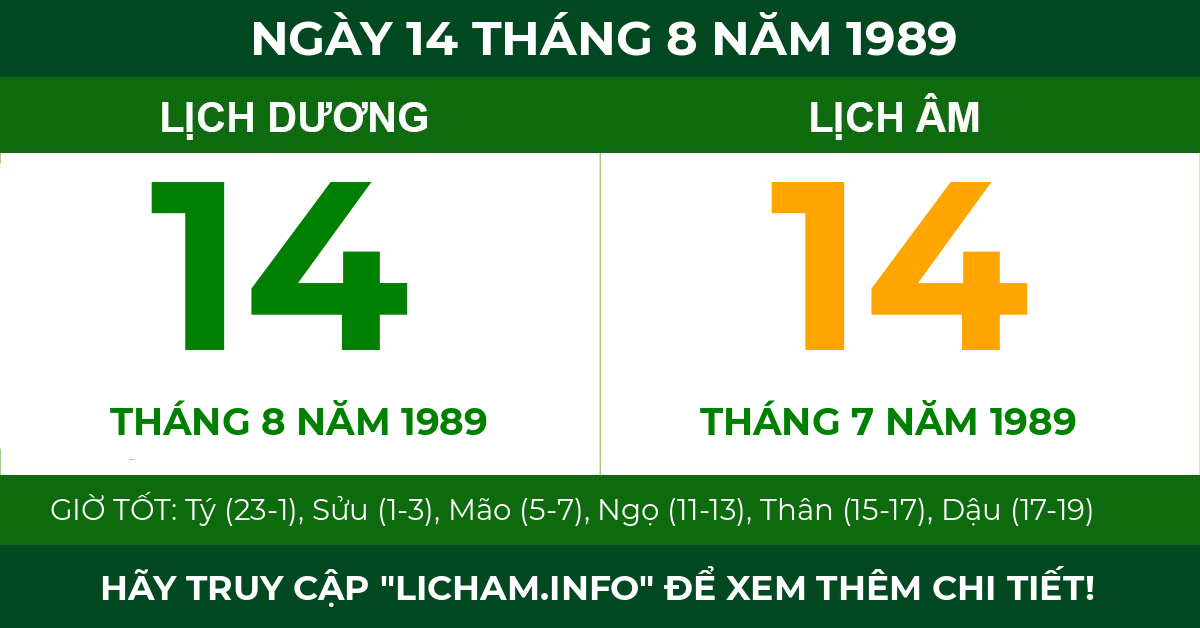 lịch âm ngày 14 tháng 8 năm 1989