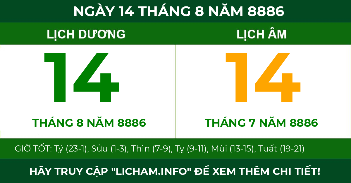 lịch âm ngày 14 tháng 8 năm 8886
