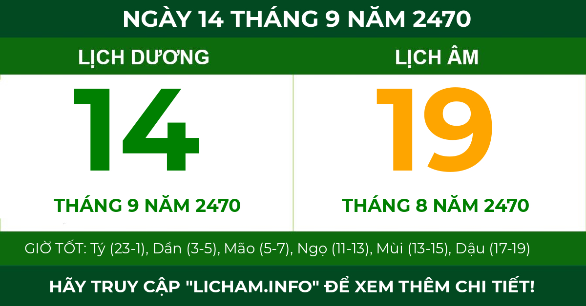lịch âm ngày 14 tháng 9 năm 2470
