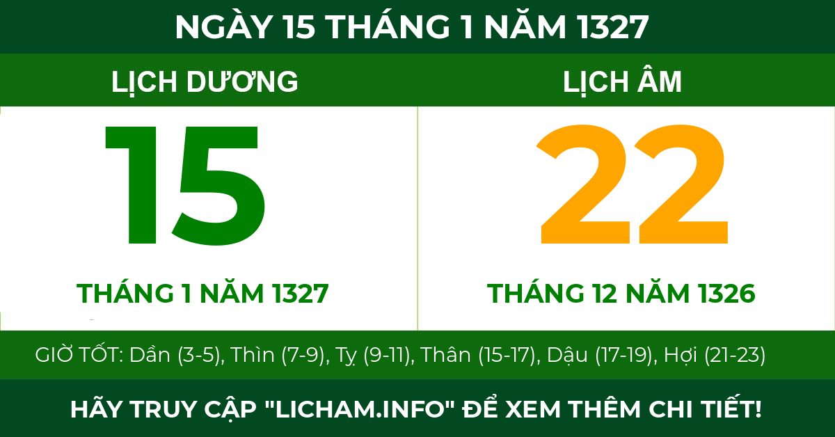 lịch âm ngày 15 tháng 1 năm 1327