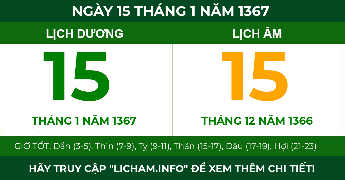 lịch âm ngày 15 tháng 1 năm 1367