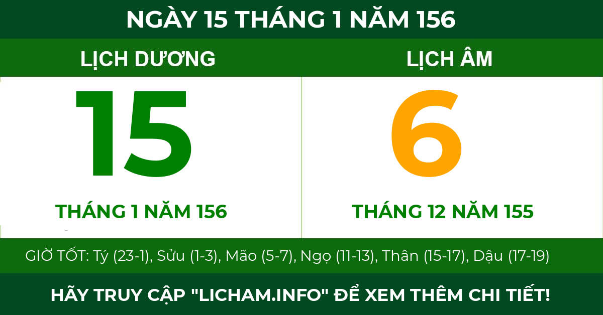 lịch âm ngày 15 tháng 1 năm 156