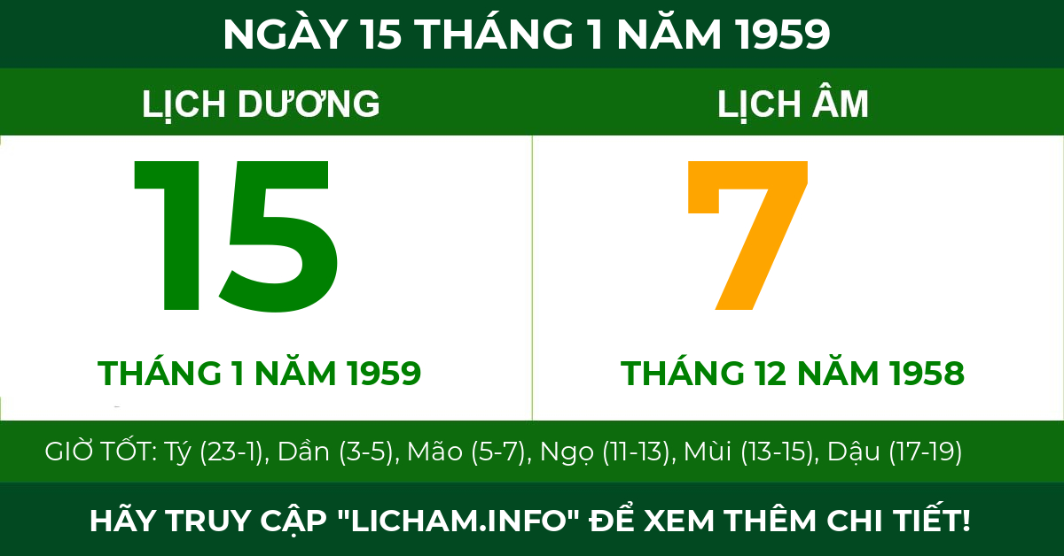 lịch âm ngày 15 tháng 1 năm 1959