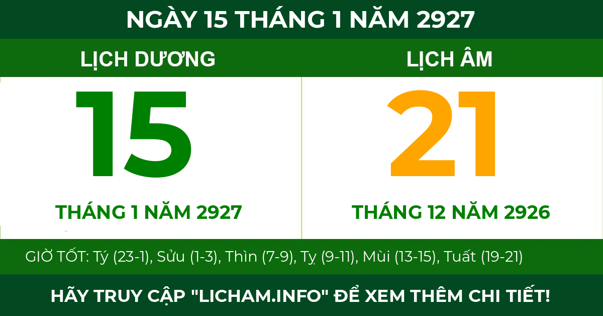 lịch âm ngày 15 tháng 1 năm 2927
