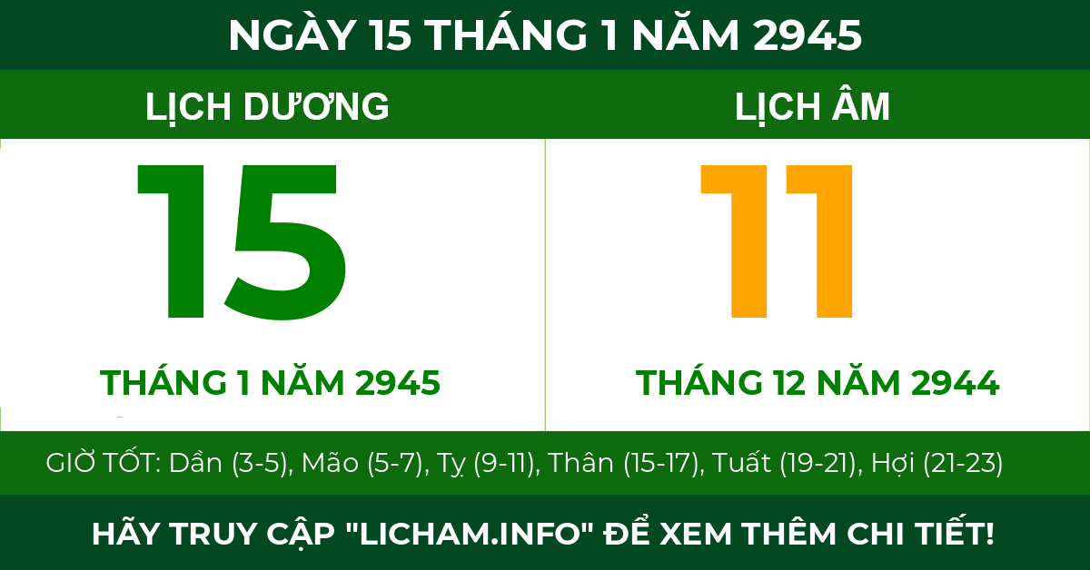 lịch âm ngày 15 tháng 1 năm 2945
