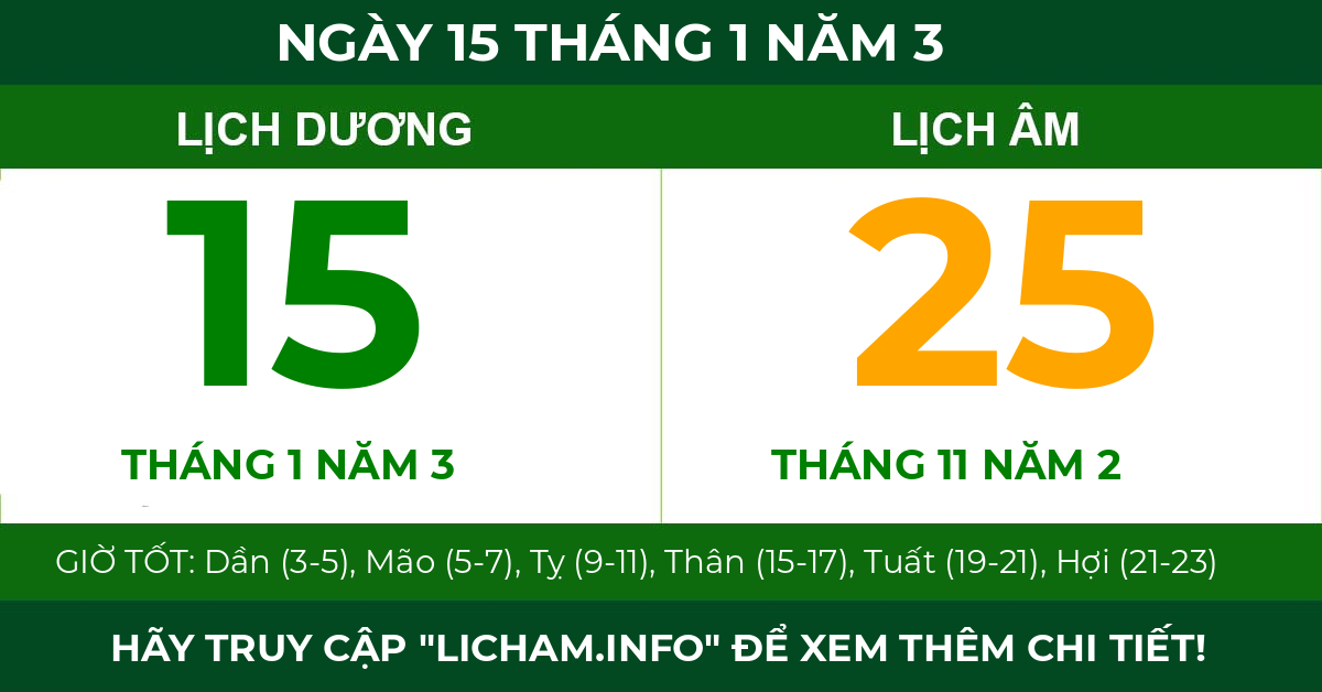 lịch âm ngày 15 tháng 1 năm 3