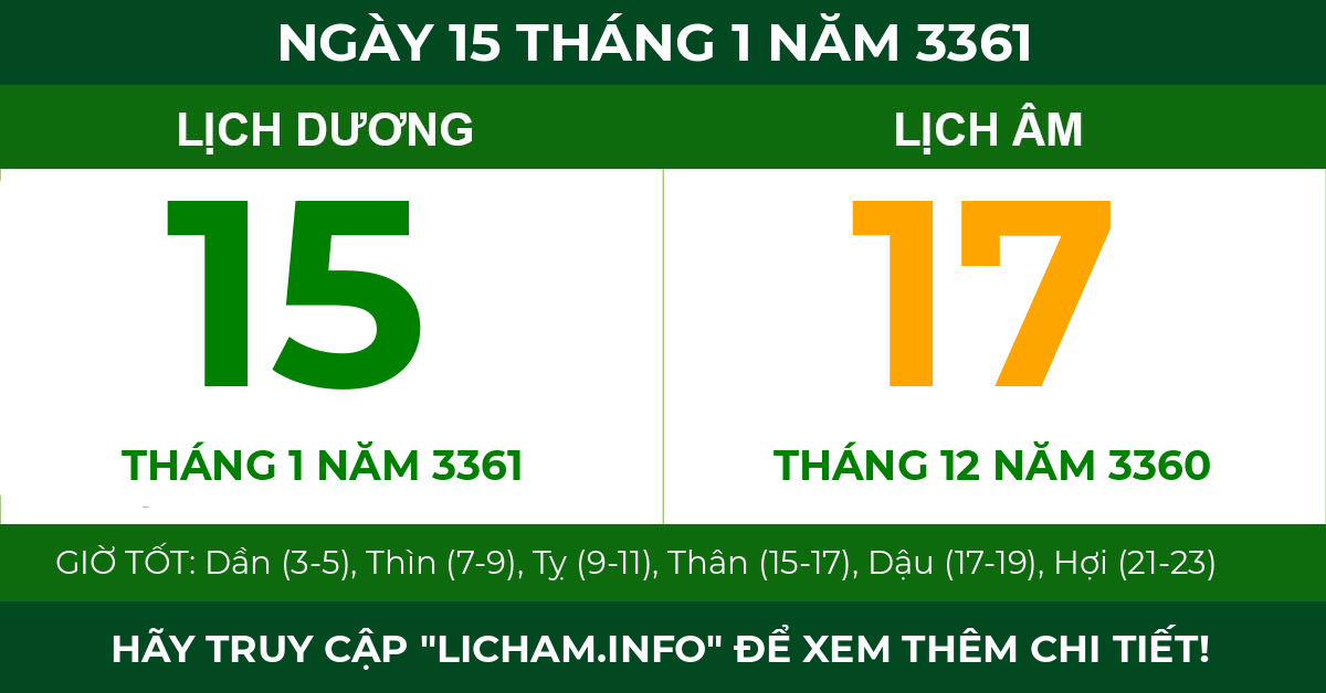 lịch âm ngày 15 tháng 1 năm 3361