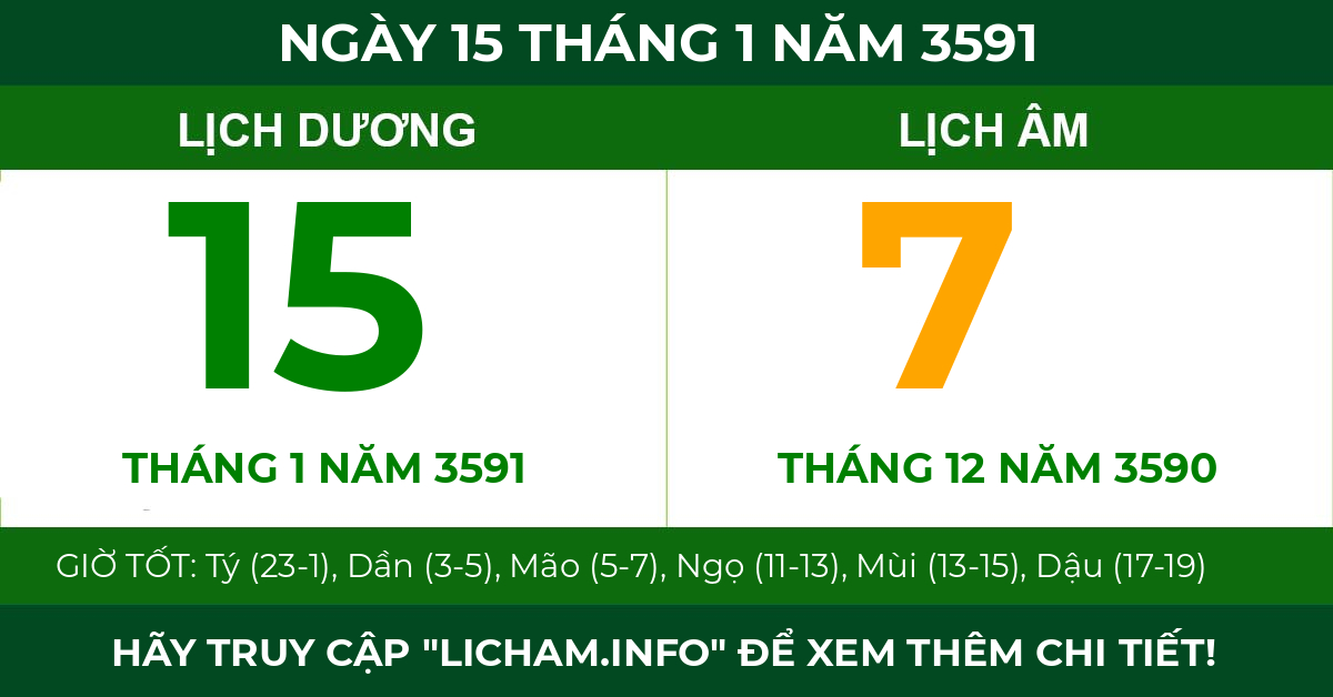 lịch âm ngày 15 tháng 1 năm 3591