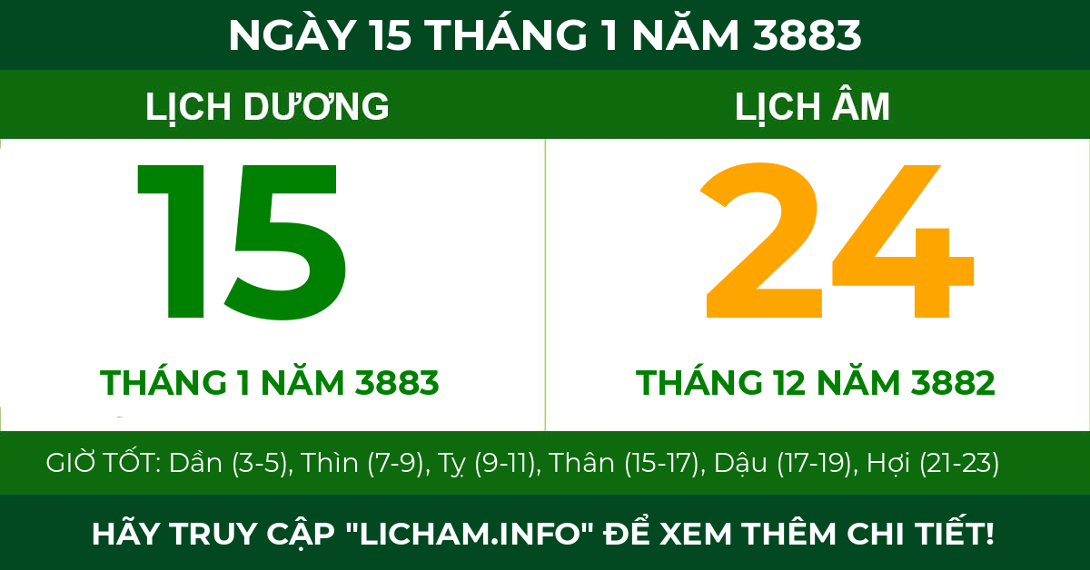 lịch âm ngày 15 tháng 1 năm 3883