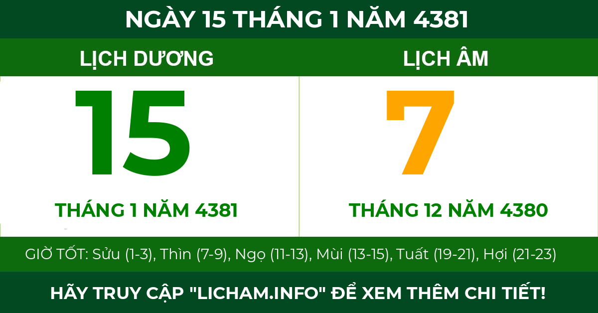 lịch âm ngày 15 tháng 1 năm 4381