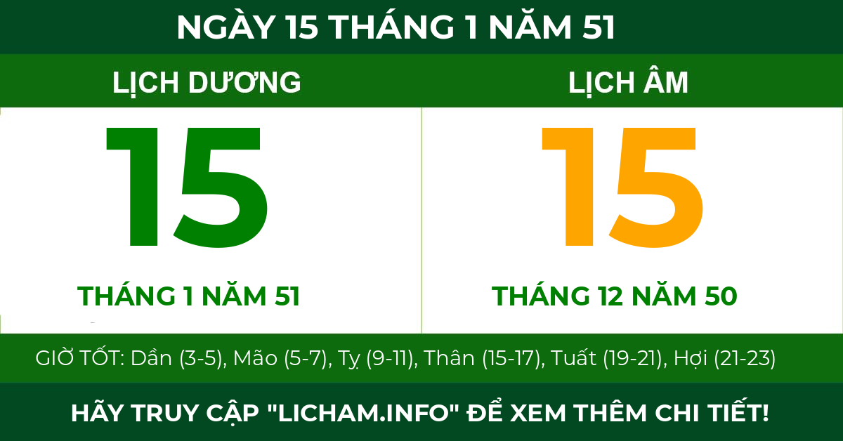 lịch âm ngày 15 tháng 1 năm 51