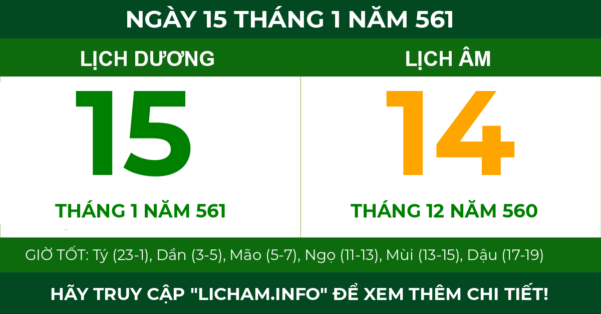 lịch âm ngày 15 tháng 1 năm 561