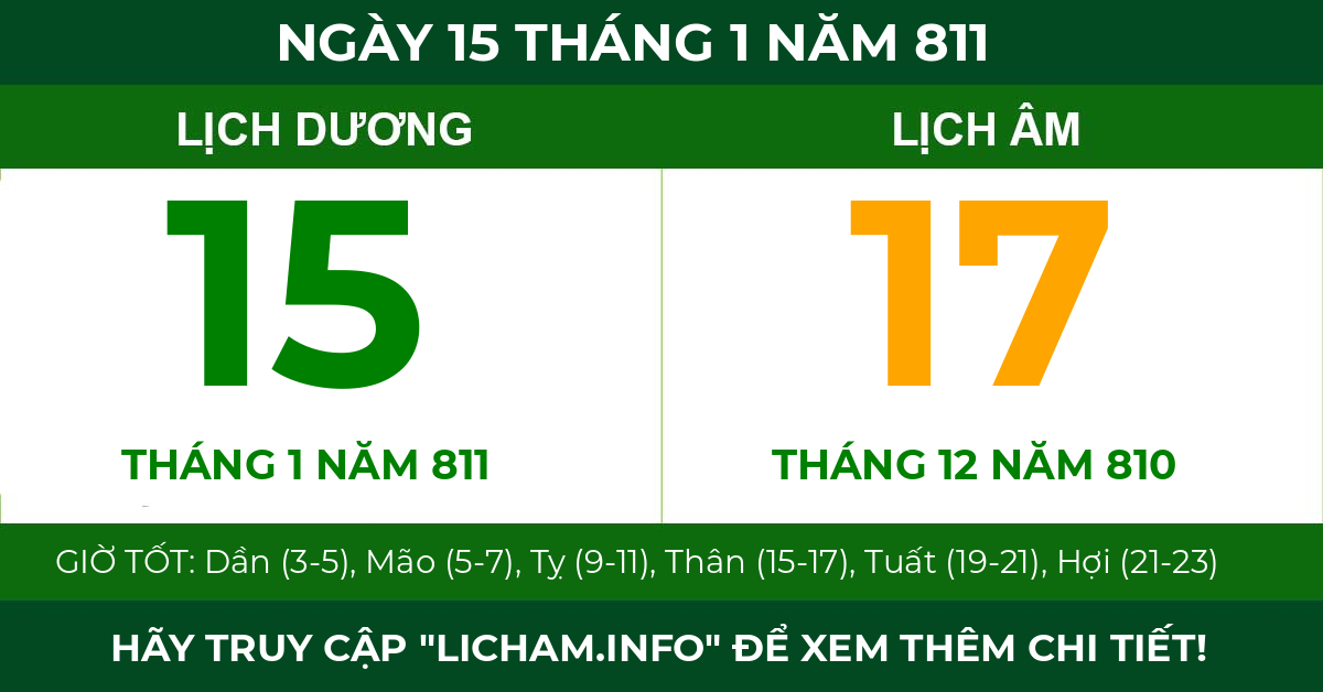 lịch âm ngày 15 tháng 1 năm 811