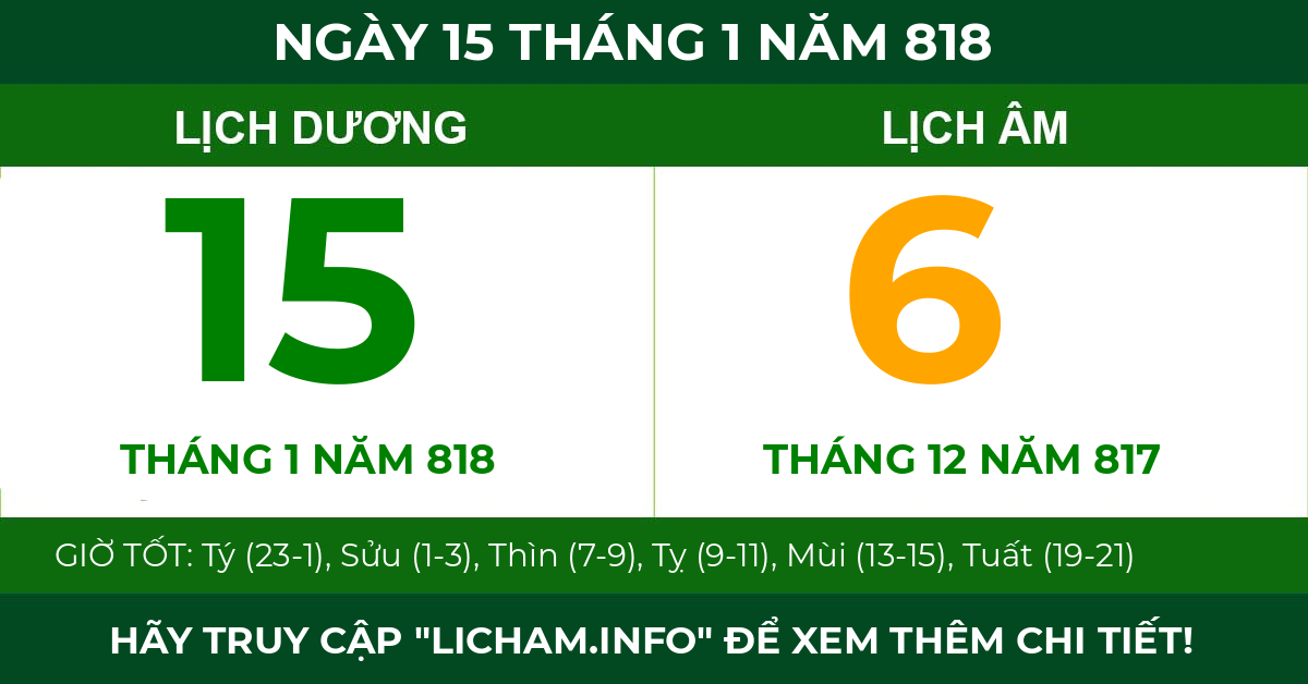 lịch âm ngày 15 tháng 1 năm 818