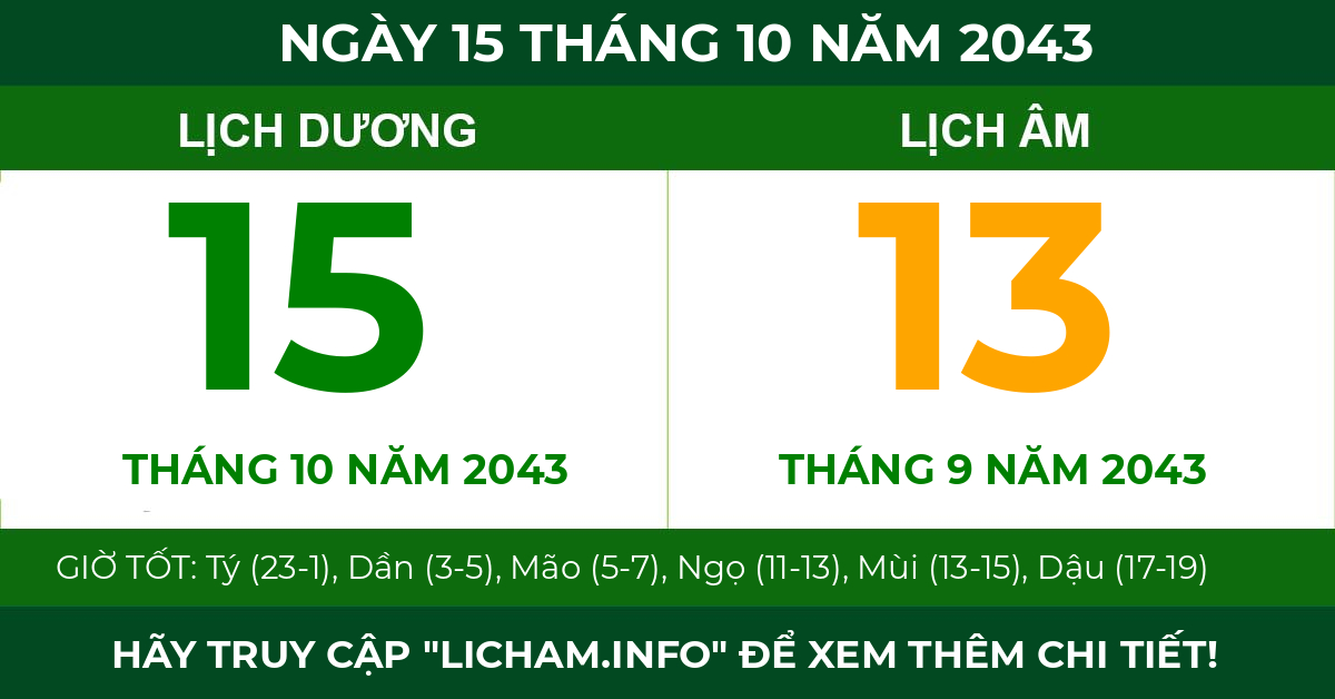 lịch âm ngày 15 tháng 10 năm 2043