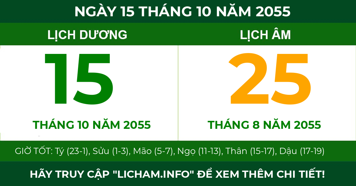 lịch âm ngày 15 tháng 10 năm 2055