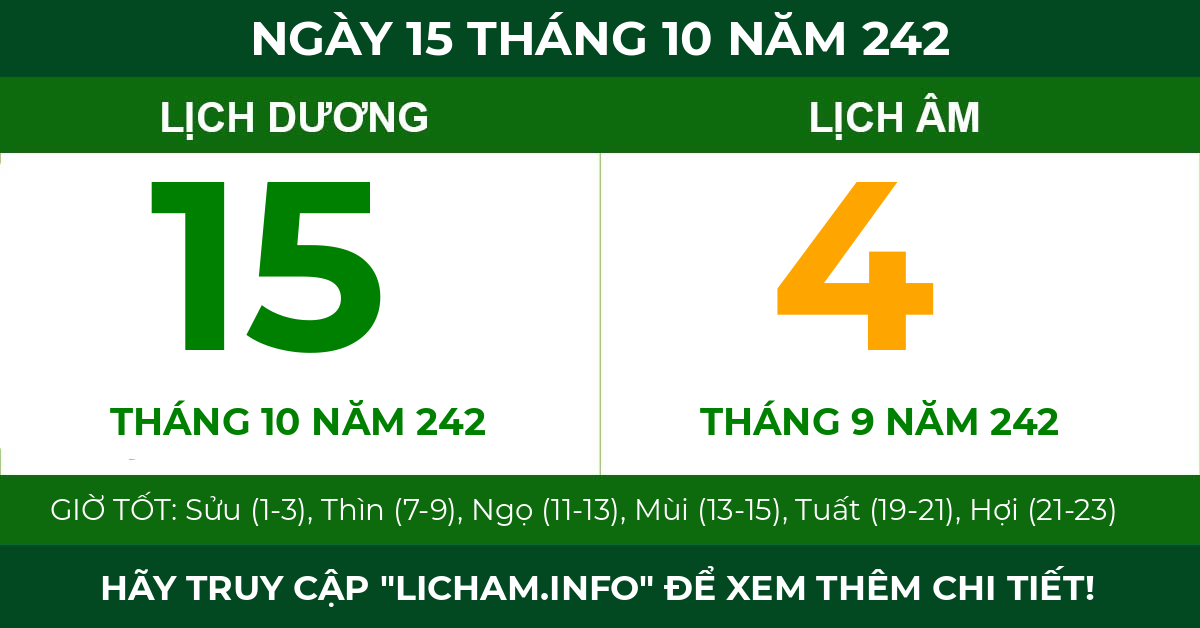 lịch âm ngày 15 tháng 10 năm 242