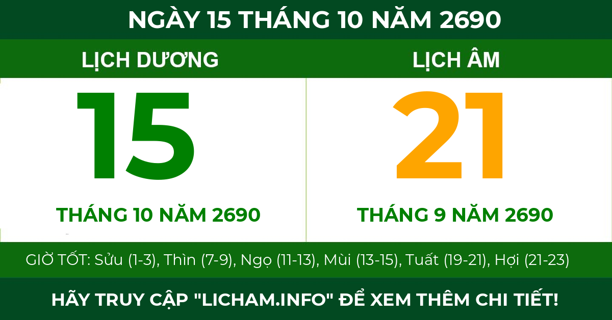 lịch âm ngày 15 tháng 10 năm 2690