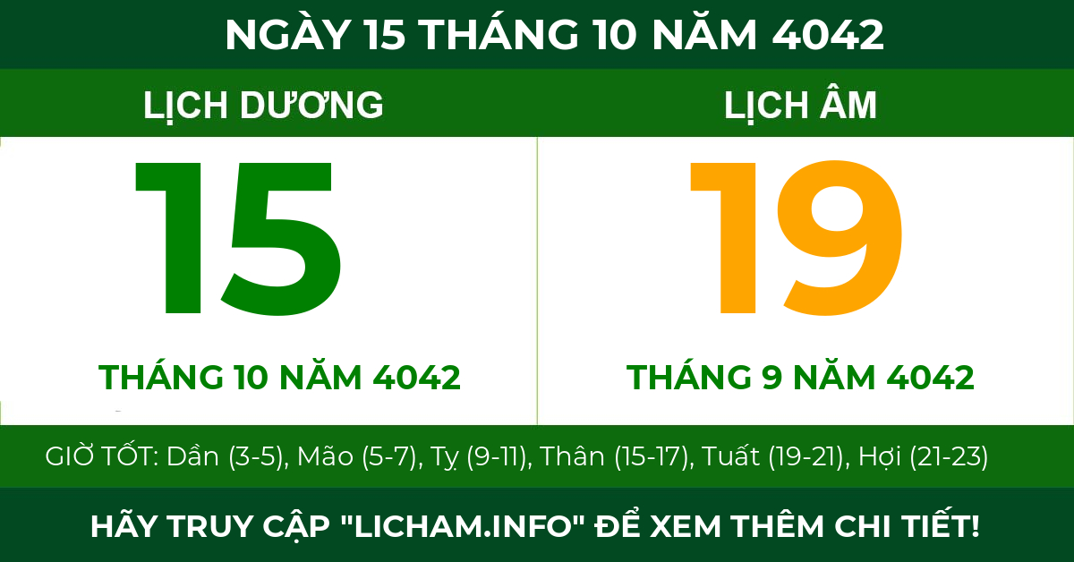 lịch âm ngày 15 tháng 10 năm 4042
