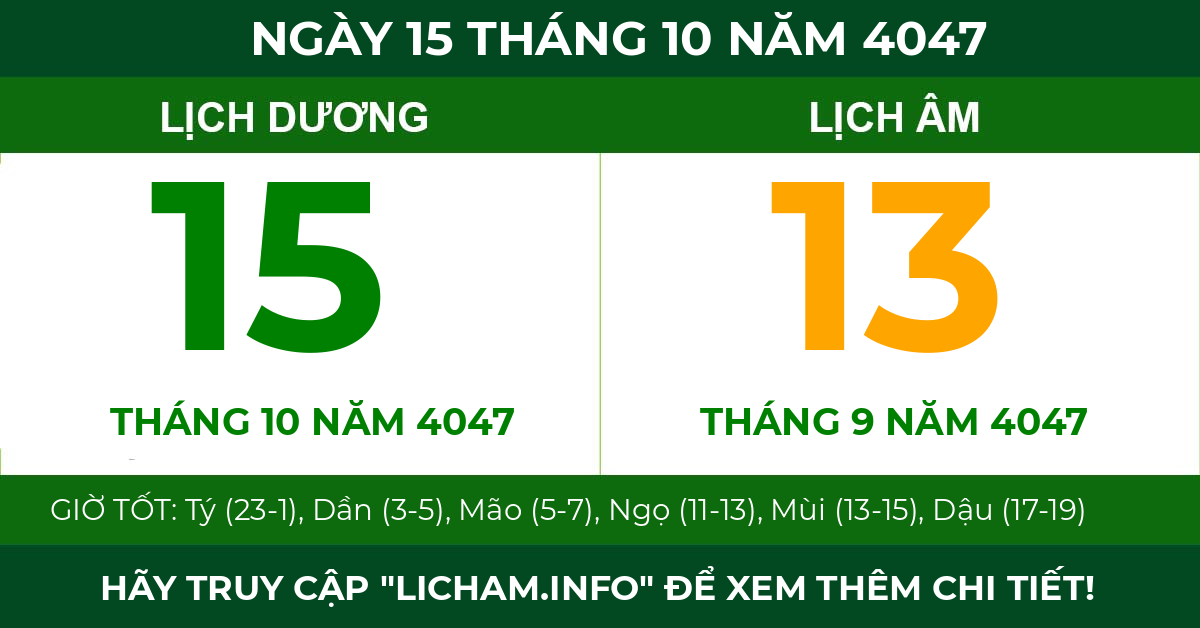 lịch âm ngày 15 tháng 10 năm 4047