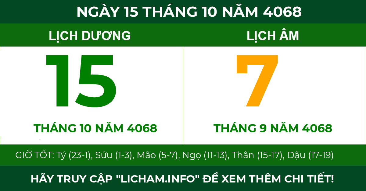 lịch âm ngày 15 tháng 10 năm 4068
