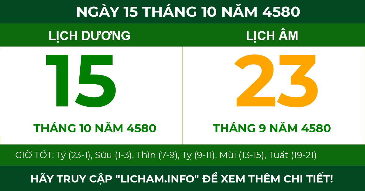 lịch âm ngày 15 tháng 10 năm 4580