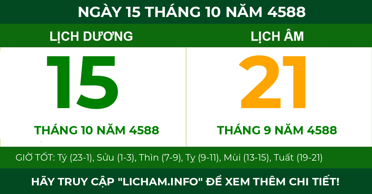 lịch âm ngày 15 tháng 10 năm 4588