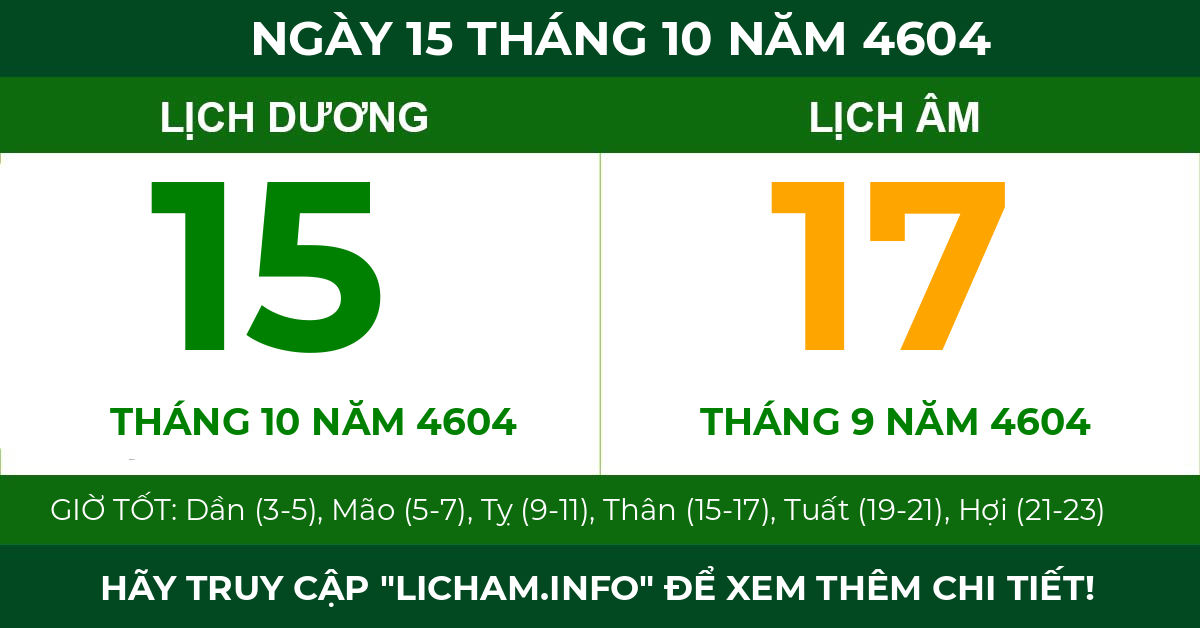 lịch âm ngày 15 tháng 10 năm 4604