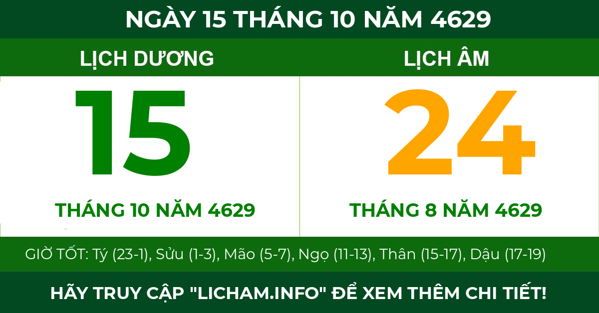 lịch âm ngày 15 tháng 10 năm 4629