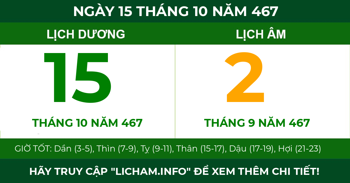 lịch âm ngày 15 tháng 10 năm 467