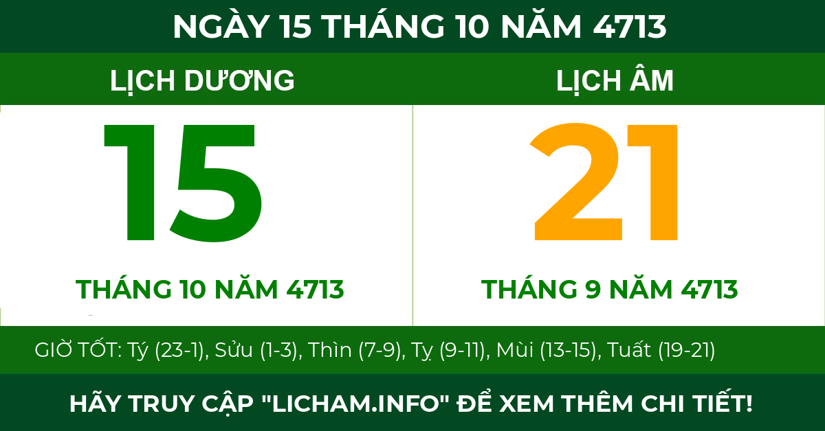 lịch âm ngày 15 tháng 10 năm 4713
