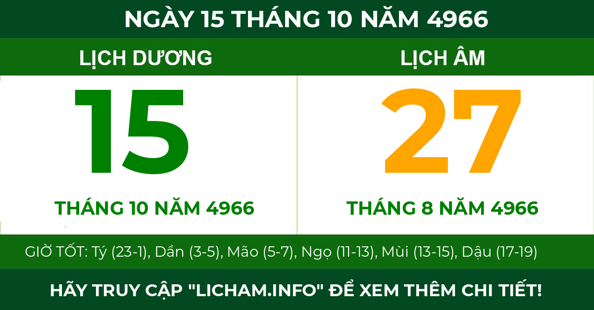 lịch âm ngày 15 tháng 10 năm 4966