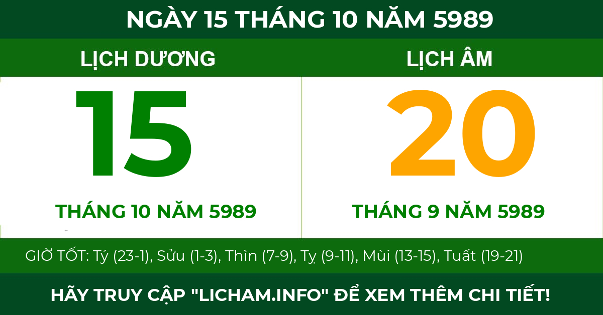 lịch âm ngày 15 tháng 10 năm 5989