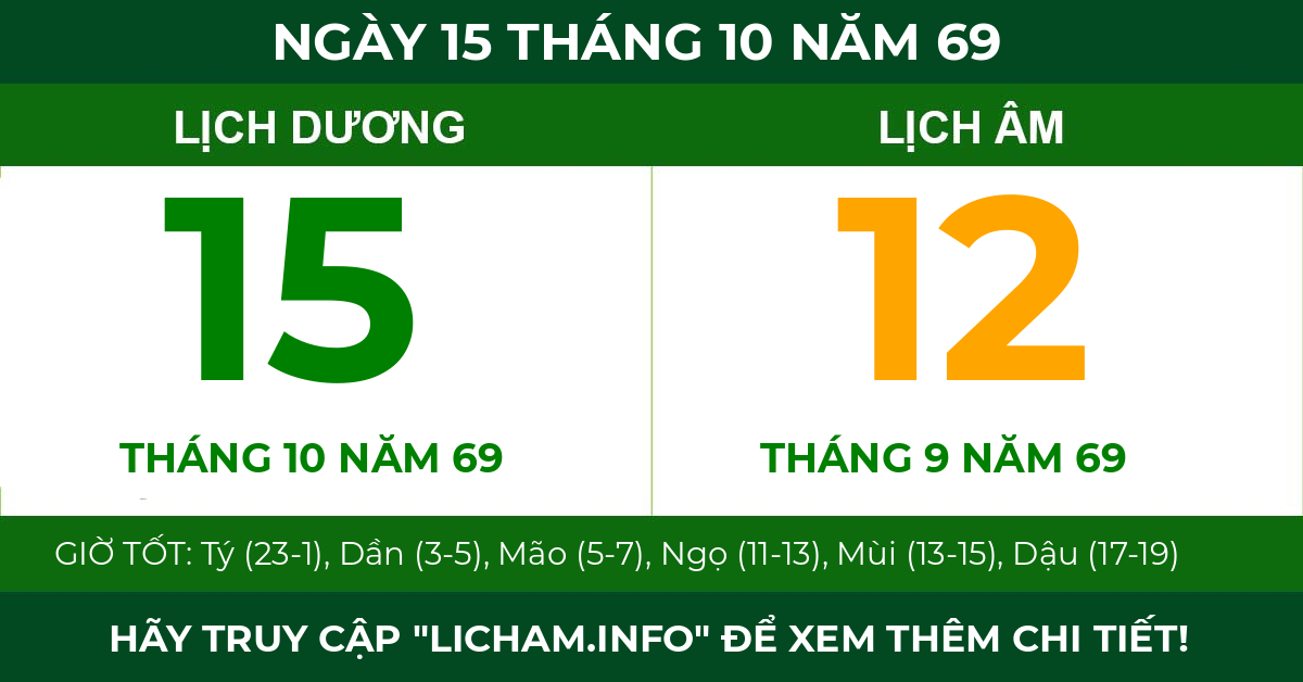 lịch âm ngày 15 tháng 10 năm 69