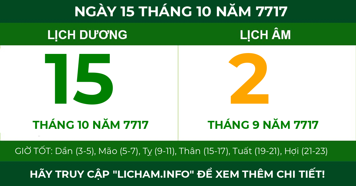 lịch âm ngày 15 tháng 10 năm 7717