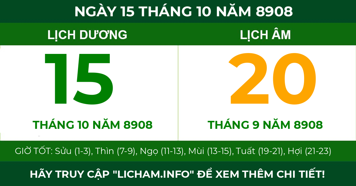 lịch âm ngày 15 tháng 10 năm 8908