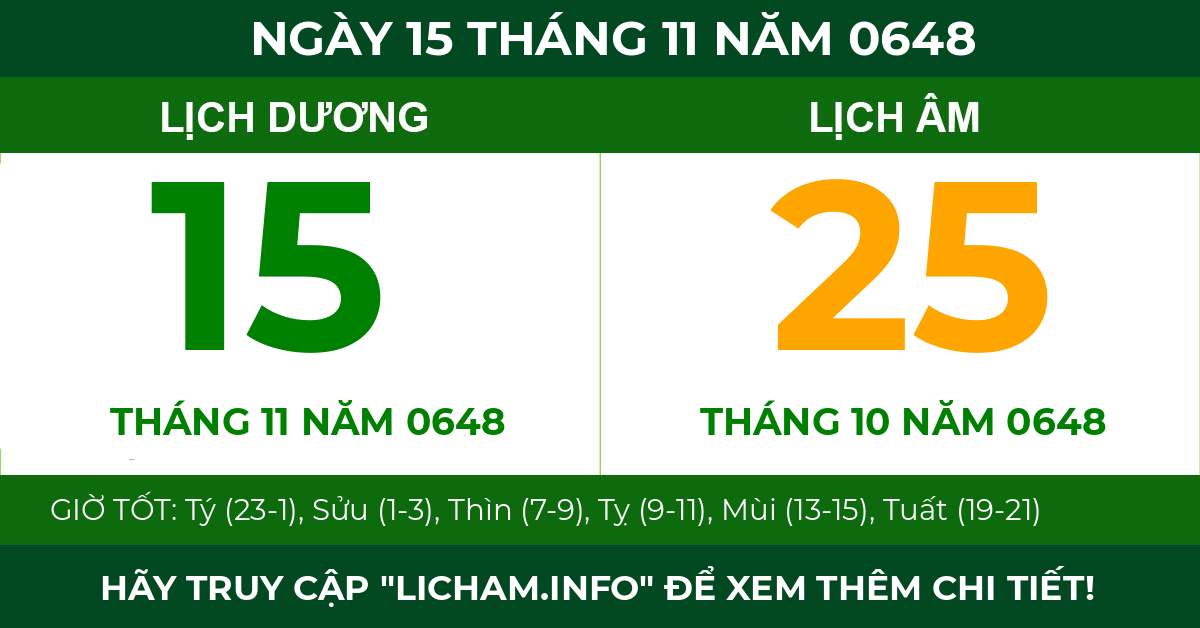 lịch âm ngày 15 tháng 11 năm 0648