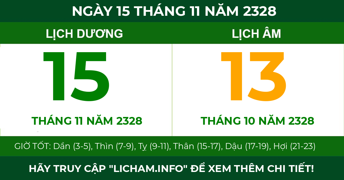 lịch âm ngày 15 tháng 11 năm 2328