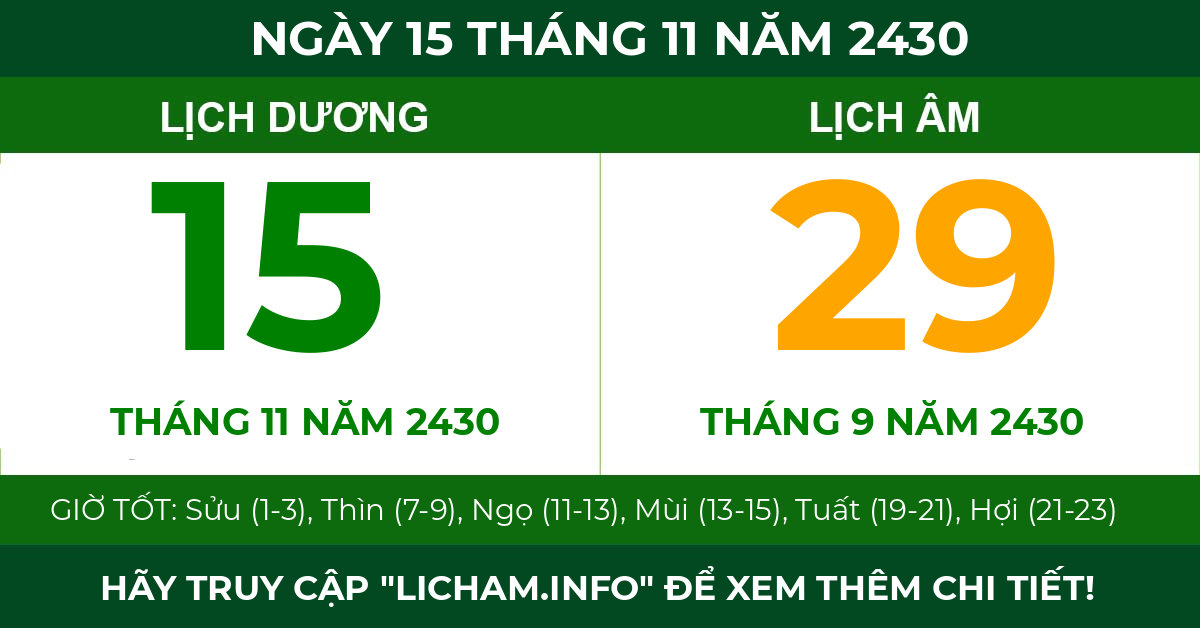 lịch âm ngày 15 tháng 11 năm 2430