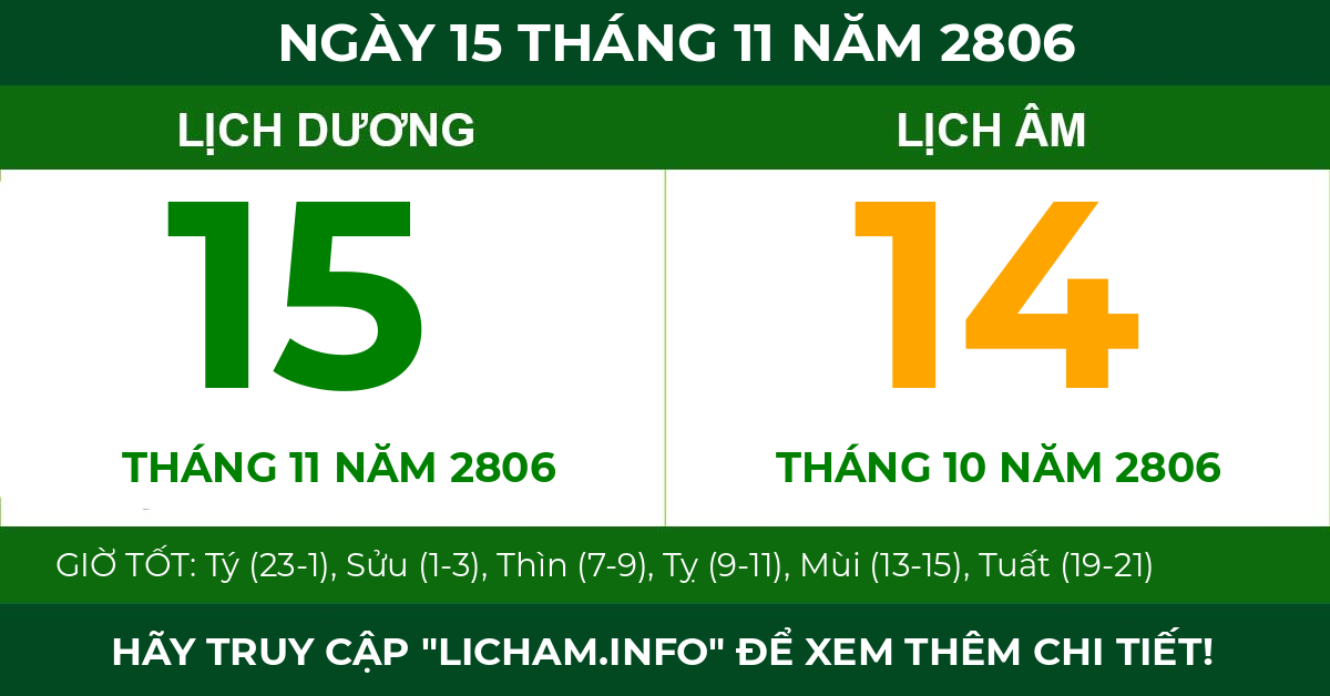 lịch âm ngày 15 tháng 11 năm 2806