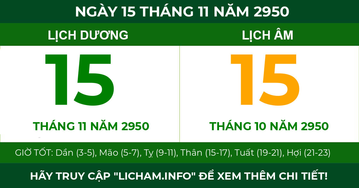 lịch âm ngày 15 tháng 11 năm 2950