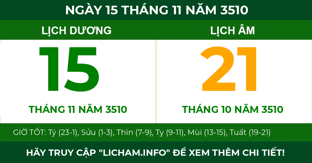 lịch âm ngày 15 tháng 11 năm 3510