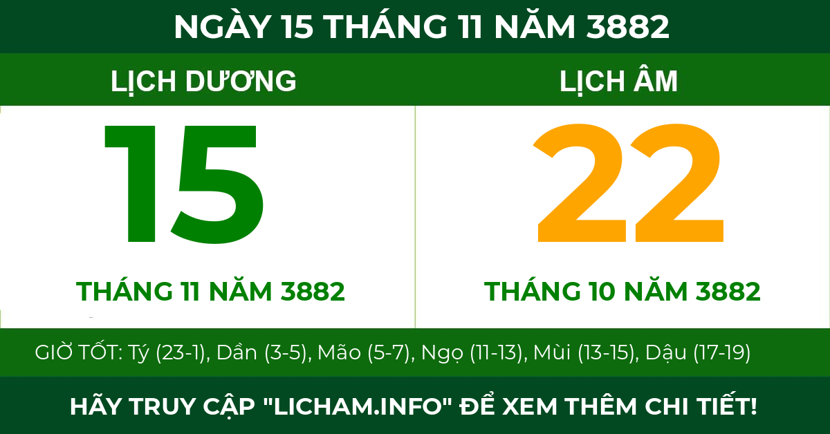 lịch âm ngày 15 tháng 11 năm 3882