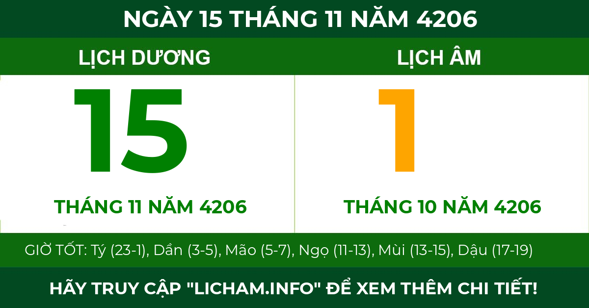 lịch âm ngày 15 tháng 11 năm 4206