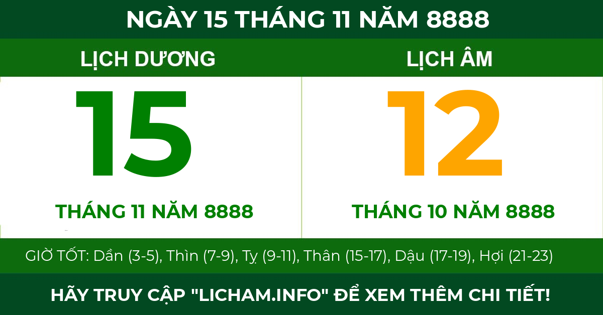 lịch âm ngày 15 tháng 11 năm 8888